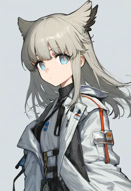 masterpiece, best quality, general, perlica (arknights), arknights, solo, upper body, simple background — by k3scat, made with ComfyUI