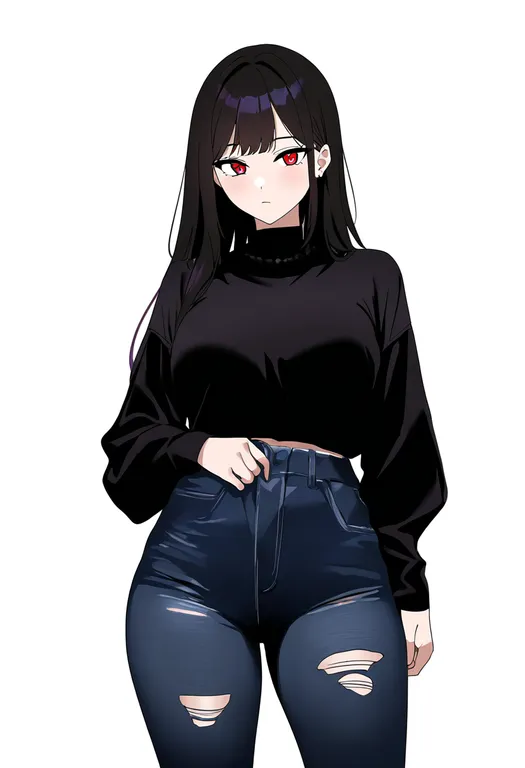masterpiece, best quality, newest, absurdres, highres, safe, torn_pants, 1girl, solo, simple_background — by k3scat, made with ComfyUI