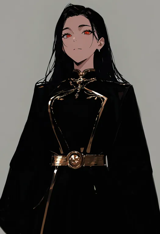masterpiece, best quality, newest, absurdres, highres, safe, gold_belt, 1girl, solo, simple_background — by k3scat, made with ComfyUI
