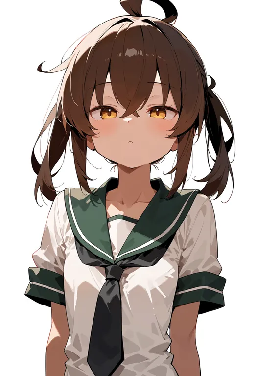 masterpiece, best quality, score_7, safe, mikazuki (kancolle), solo, upper body, simple background — by k3scat, made with ComfyUI