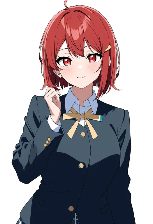 masterpiece, best quality, newest, absurdres, highres, safe, nijigasaki_school_uniform, 1girl, solo, simple_background — by k3scat, made with ComfyUI