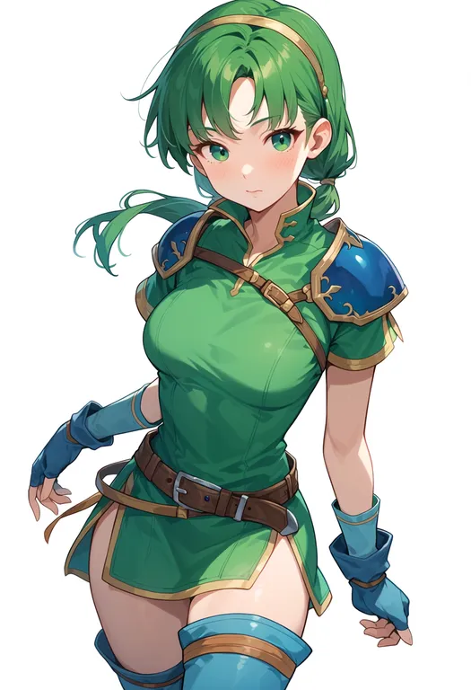 masterpiece, best quality, score_7, safe, fire emblem: the blazing blade, solo, simple background — by k3scat, made with ComfyUI