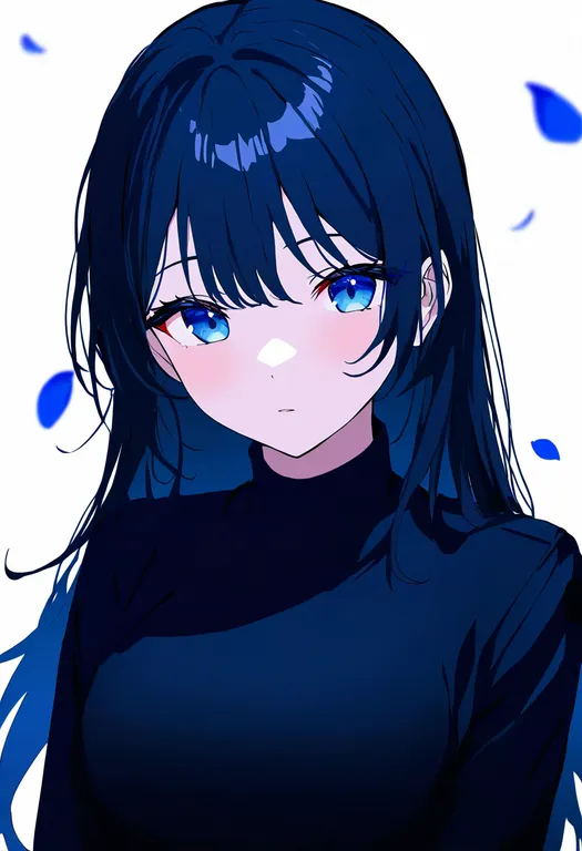 masterpiece, best quality, newest, absurdres, highres, safe, blue_petals, 1girl, solo, simple_background — by k3scat, made with ComfyUI