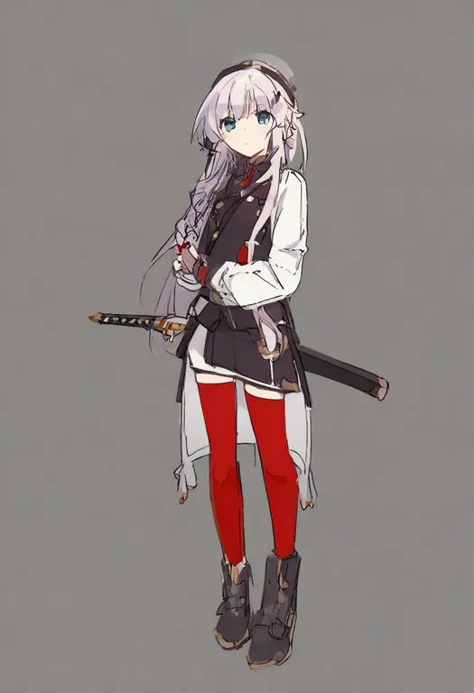 masterpiece, best quality, general, red thighhighs, 1girl, solo, simple background — by k3scat, made with ComfyUI