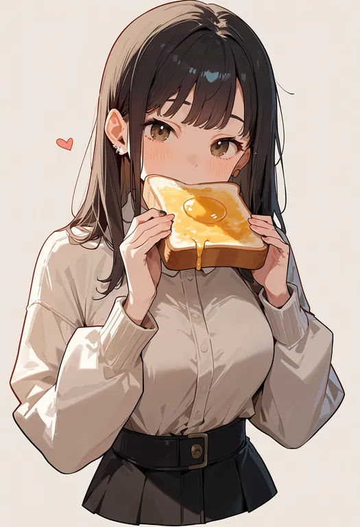 masterpiece, best quality, score_7, safe, toast, 1girl, solo, upper body, simple background — by k3scat, made with ComfyUI