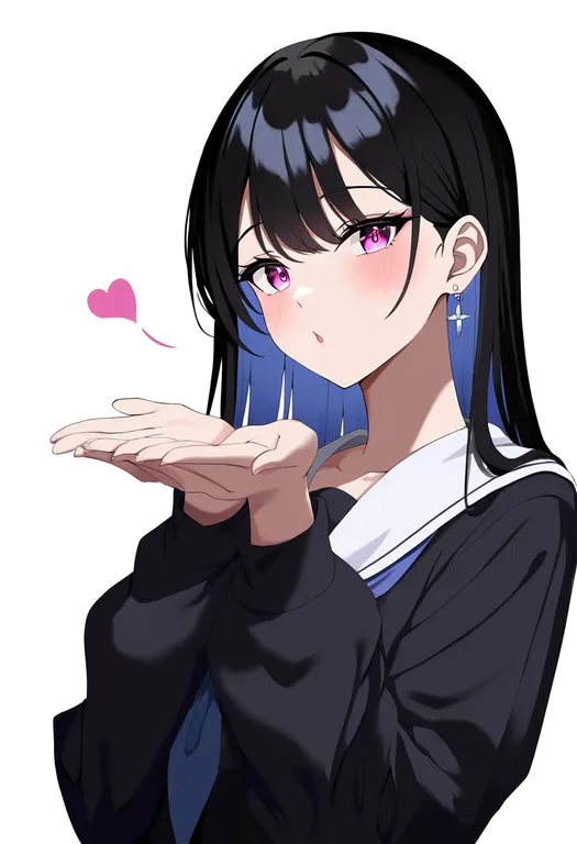 masterpiece, best quality, newest, absurdres, highres, safe, blowing_kiss, 1girl, solo, simple_background — by k3scat, made with ComfyUI