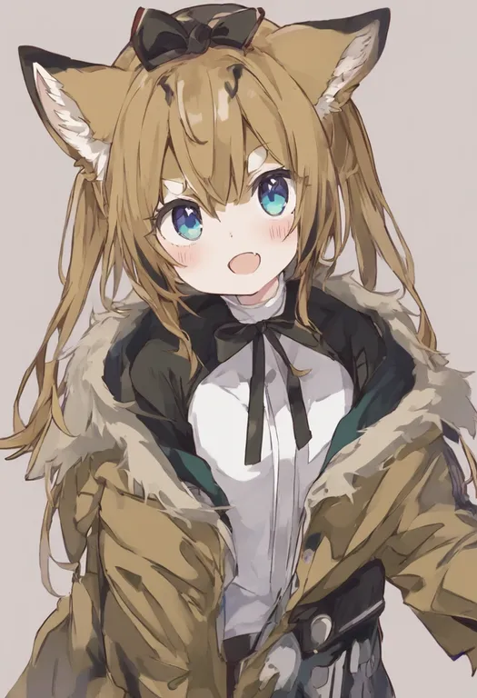 masterpiece, best quality, general, two-tone fur, 1girl, solo, simple background — by k3scat, made with ComfyUI