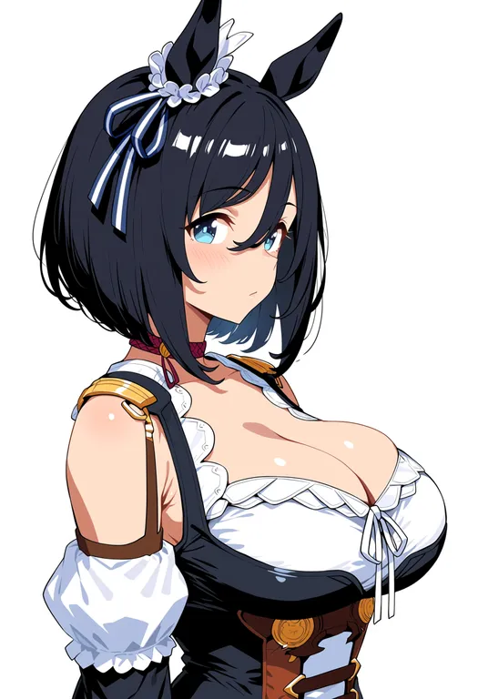 masterpiece, best quality, score_7, safe, eishin flash (umamusume), umamusume, solo, upper body, simple background — by k3scat, made with ComfyUI