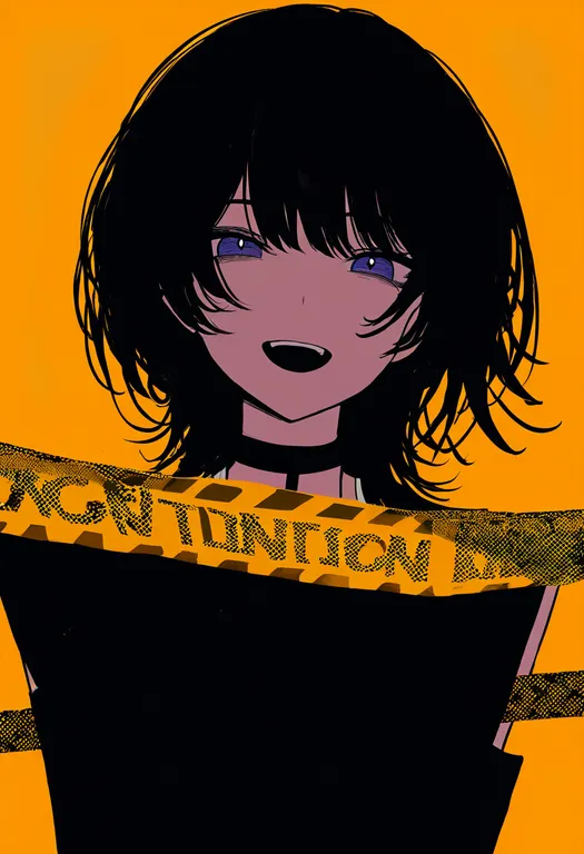 masterpiece, best quality, newest, absurdres, highres, safe, caution_tape, 1girl, solo, simple_background — by k3scat, made with ComfyUI