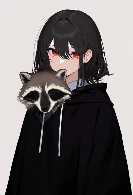masterpiece, best quality, newest, absurdres, highres, safe, raccoon, 1girl, solo, simple_background — by k3scat, made with ComfyUI