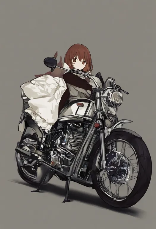 masterpiece, best quality, general, motorcycle, 1girl, solo, simple background — by k3scat, made with ComfyUI