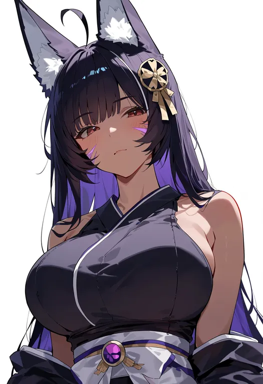 masterpiece, best quality, score_7, safe, musashi (azur lane), azur lane, solo, upper body, simple background — by k3scat, made with ComfyUI