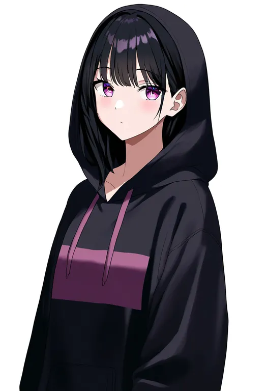 masterpiece, best quality, newest, absurdres, highres, safe, striped_hoodie, 1girl, solo, simple_background — by k3scat, made with ComfyUI