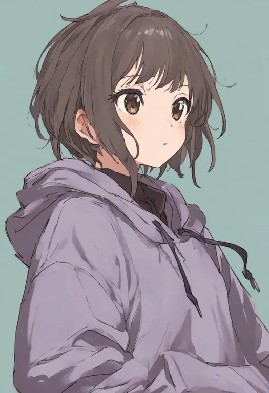 masterpiece, best quality, general, hoodie, 1girl, solo, upper body, simple background — by k3scat, made with ComfyUI
