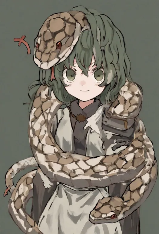 masterpiece, best quality, general, snake, 1girl, solo, simple background — by k3scat, made with ComfyUI