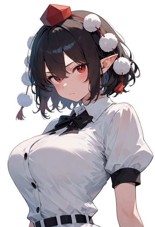 masterpiece, best quality, score_7, safe, shameimaru aya, touhou, solo, upper body, simple background — by k3scat, made with ComfyUI