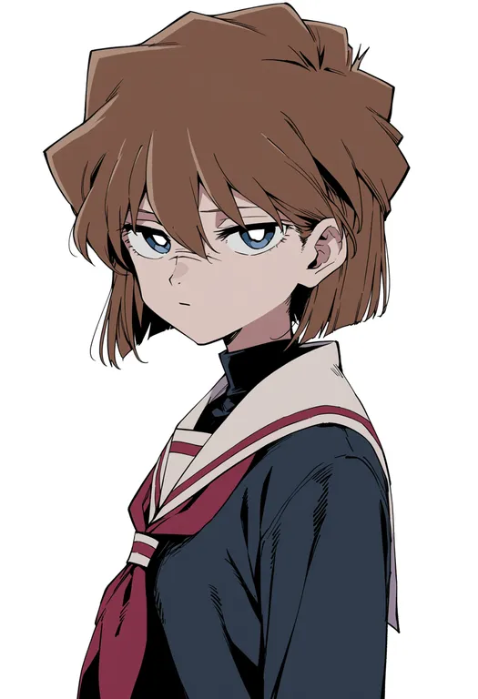 masterpiece, best quality, score_7, safe, haibara ai, solo, upper body, simple background — by k3scat, made with ComfyUI