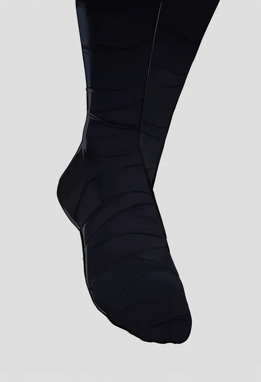 masterpiece, best quality, newest, absurdres, highres, safe, bandaged_foot, 1girl, solo, simple_background — by k3scat, made with ComfyUI