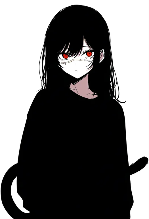masterpiece, best quality, newest, absurdres, highres, safe, scar_on_tail, 1girl, solo, simple_background — by k3scat, made with ComfyUI