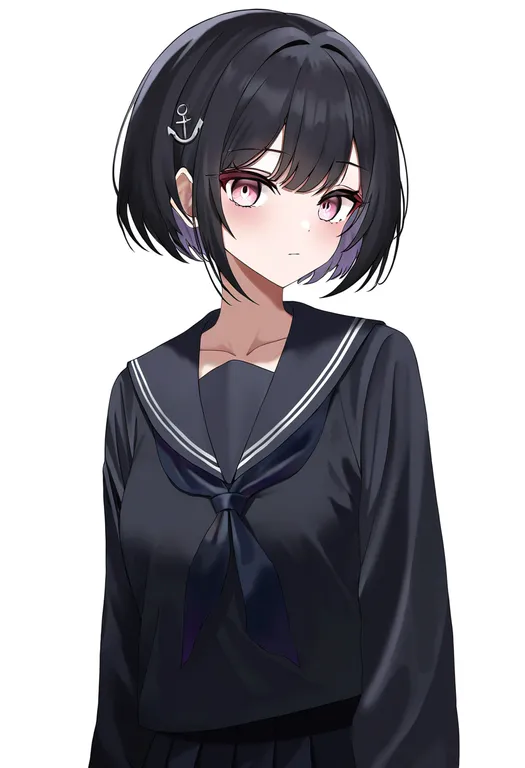 masterpiece, best quality, newest, absurdres, highres, safe, anchor_hair_ornament, 1girl, solo, simple_background — by k3scat, made with ComfyUI