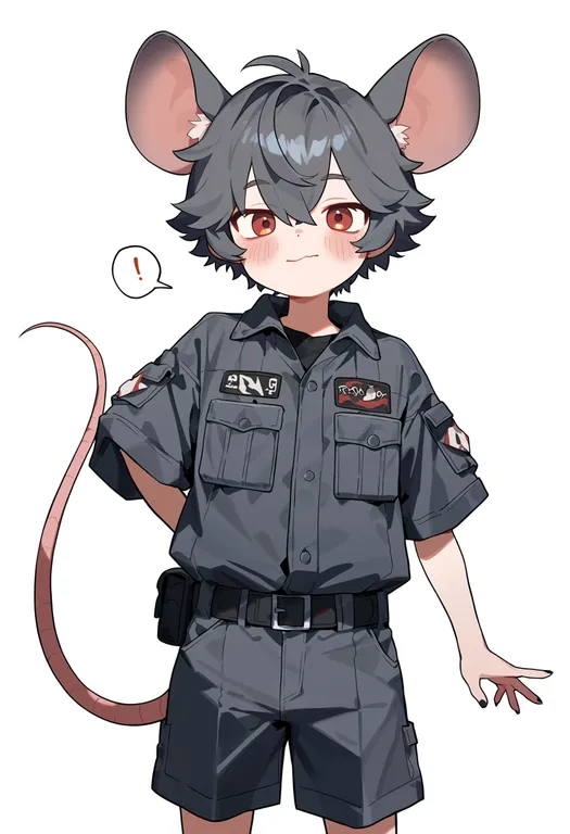 masterpiece, best quality, score_7, safe, mouse boy, 1boy, solo, simple background — by k3scat, made with ComfyUI