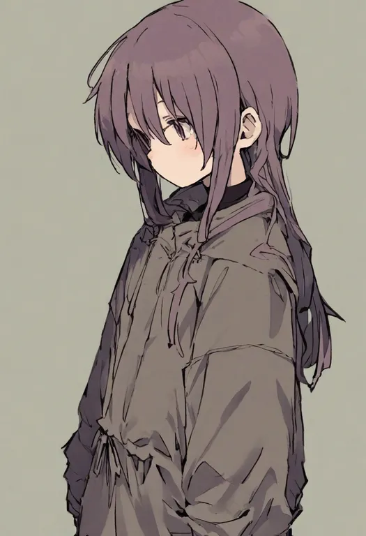 masterpiece, best quality, general, baggy clothes, 1girl, solo, simple background — by k3scat, made with ComfyUI
