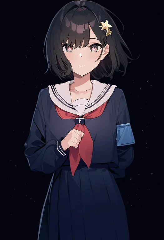 masterpiece, best quality, newest, absurdres, highres, safe, star_ornament, 1girl, solo, simple_background — by k3scat, made with ComfyUI