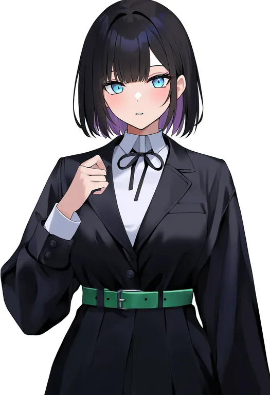 masterpiece, best quality, newest, absurdres, highres, safe, green_belt, 1girl, solo, simple_background — by k3scat, made with ComfyUI