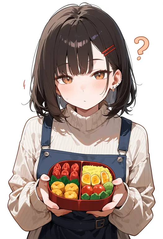 masterpiece, best quality, score_7, safe, bento, 1girl, solo, upper body, simple background — by k3scat, made with ComfyUI