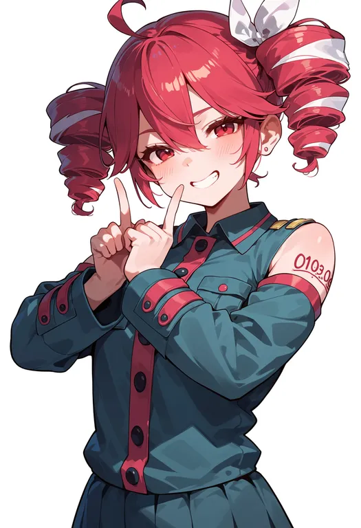 masterpiece, best quality, score_7, safe, kasane teto (sv), solo, upper body, simple background — by k3scat, made with ComfyUI
