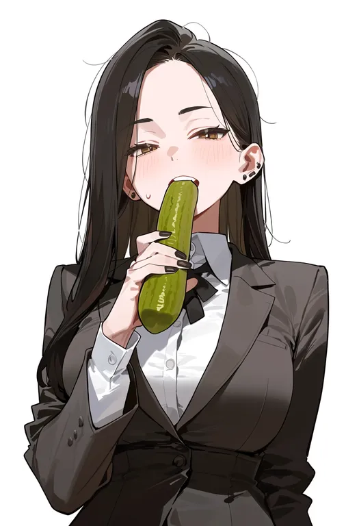 masterpiece, best quality, score_7, safe, pickle, 1girl, solo, upper body, simple background — by k3scat, made with ComfyUI