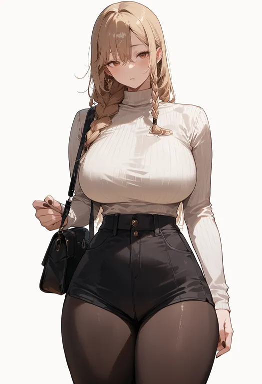 masterpiece, best quality, score_7, safe, braided sidelock, 1girl, solo, simple background — by k3scat, made with ComfyUI