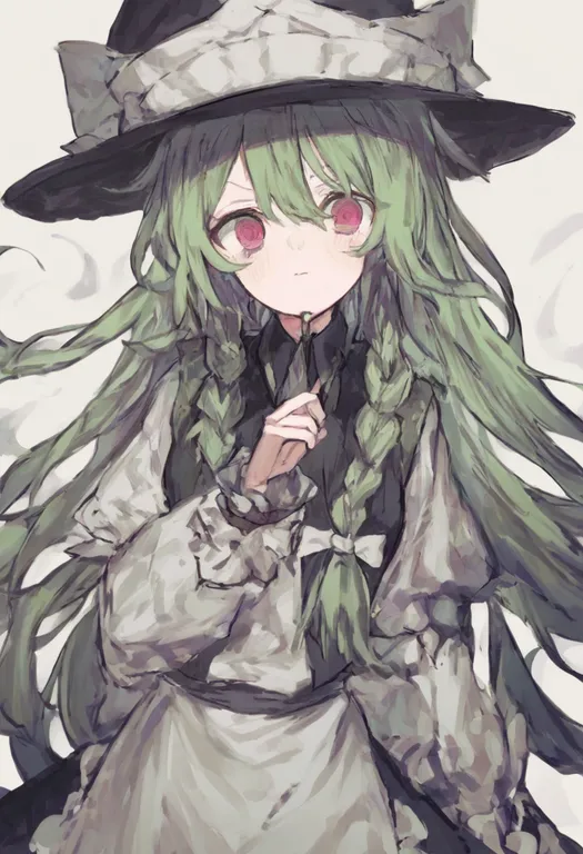 masterpiece, best quality, general, side braids, 1girl, solo, simple background — by k3scat, made with ComfyUI