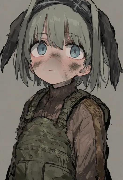 masterpiece, best quality, general, dirty, 1girl, solo, simple background — by k3scat, made with ComfyUI