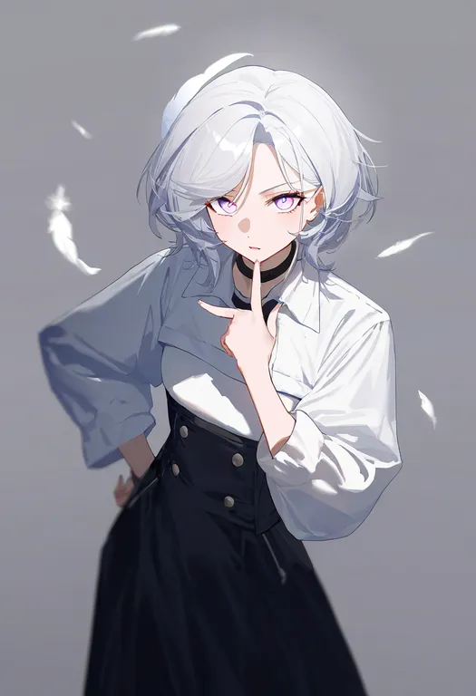 masterpiece, best quality, newest, absurdres, highres, safe, white_feathers, 1girl, solo, simple_background — by k3scat, made with ComfyUI