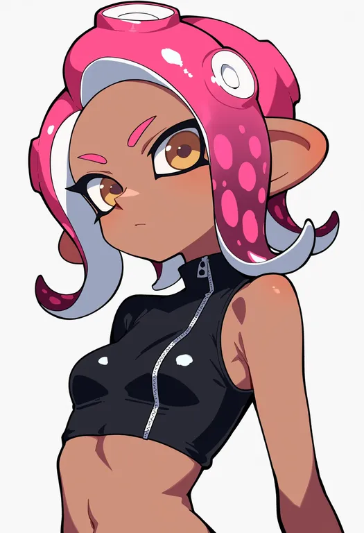 masterpiece, best quality, score_7, safe, agent 8 (splatoon), solo, upper body, simple background — by k3scat, made with ComfyUI