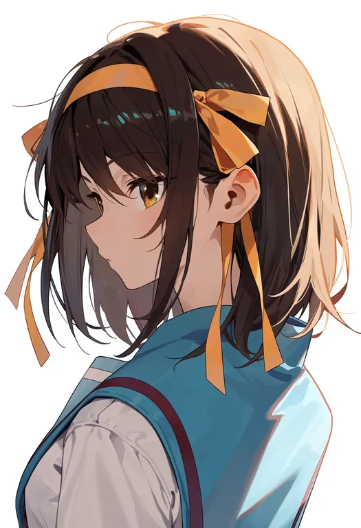 masterpiece, best quality, score_7, safe, shamisen (suzumiya haruhi), solo, upper body, simple background — by k3scat, made with ComfyUI