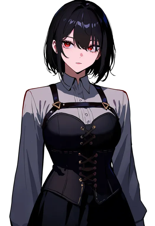 masterpiece, best quality, newest, absurdres, highres, safe, bodice, 1girl, solo, simple_background — by k3scat, made with ComfyUI