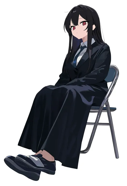 masterpiece, best quality, newest, absurdres, highres, safe, folding_chair, 1girl, solo, simple_background — by k3scat, made with ComfyUI