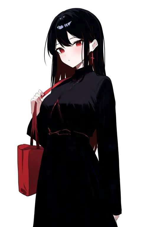 masterpiece, best quality, newest, absurdres, highres, safe, red_bag, 1girl, solo, simple_background — by k3scat, made with ComfyUI