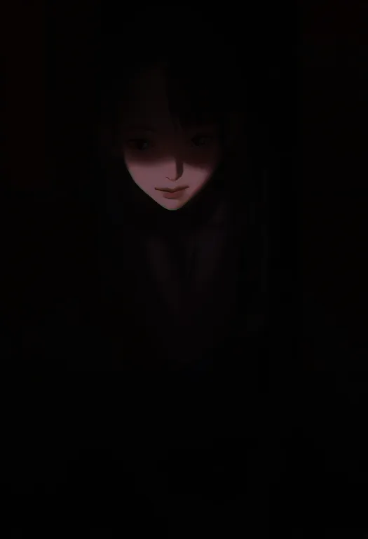 masterpiece, best quality, newest, absurdres, highres, safe, horror_(theme), 1girl, solo, simple_background — by k3scat, made with ComfyUI