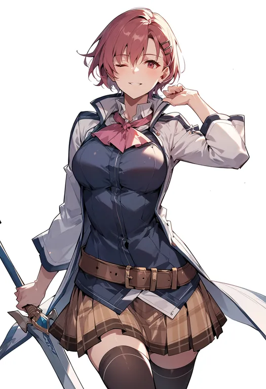 masterpiece, best quality, score_7, safe, sen no kiseki ii, solo, simple background — by k3scat, made with ComfyUI
