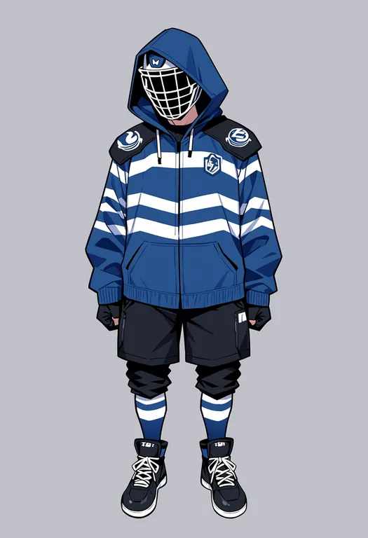 masterpiece, best quality, score_7, safe, quebec maritimes junior hockey league, solo, full body, simple background — by k3scat, made with ComfyUI