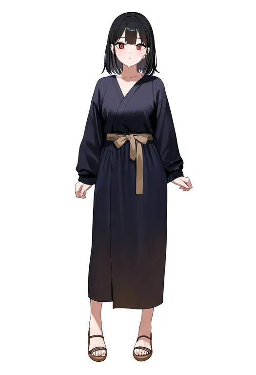 masterpiece, best quality, newest, absurdres, highres, safe, brown_sandals, 1girl, solo, simple_background — by k3scat, made with ComfyUI