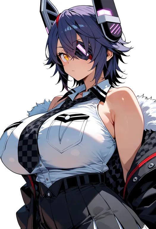 masterpiece, best quality, score_7, safe, tenryuu kai ni (kancolle), solo, upper body, simple background — by k3scat, made with ComfyUI