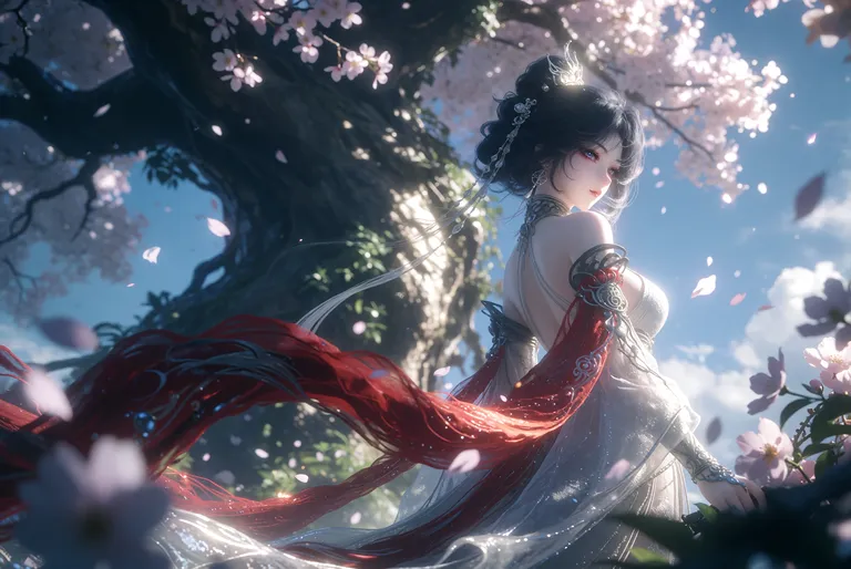zidiusArt, --preview，wdlc48, Ani2rel, wdljql, cinematic bokeh style, 写实摄影, 光影效果, 色彩浓郁且富有层次, 展现出独特的艺术氛围, 高级构图, 大远景, 古代女子, — by 天才美少女, made with ComfyUI