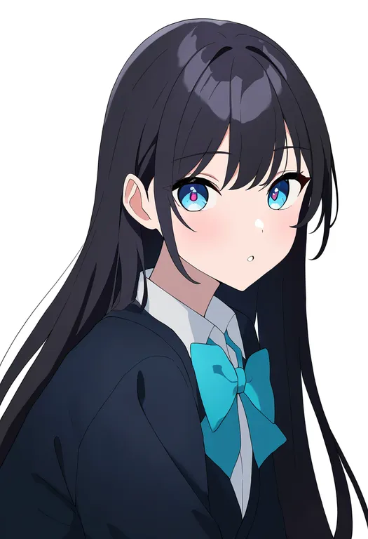masterpiece, best quality, newest, absurdres, highres, safe, aqua_bow, 1girl, solo, simple_background — by k3scat, made with ComfyUI
