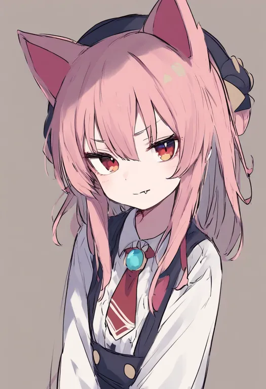 masterpiece, best quality, general, fang out, 1girl, solo, simple background — by k3scat, made with ComfyUI