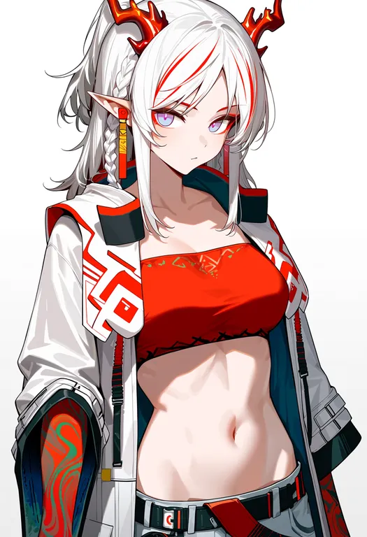 masterpiece, best quality, score_7, safe, nian (arknights), arknights, solo, upper body, simple background — by k3scat, made with ComfyUI