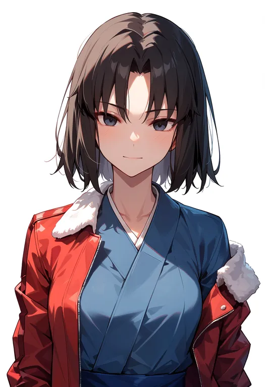 masterpiece, best quality, score_7, safe, ryougi shiki, solo, upper body, simple background — by k3scat, made with ComfyUI